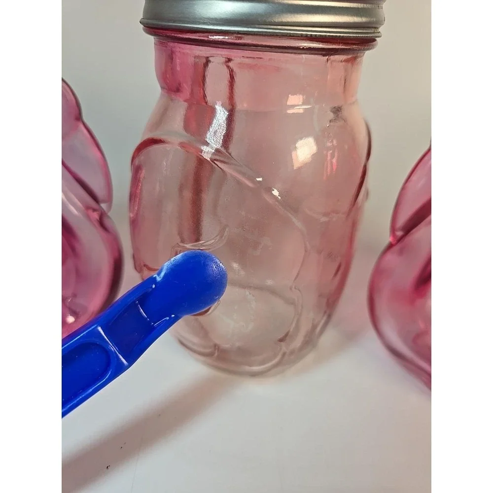 Toucan Shaped Mason Jar Drinking Glass Cup Set of 3 Hot Pink